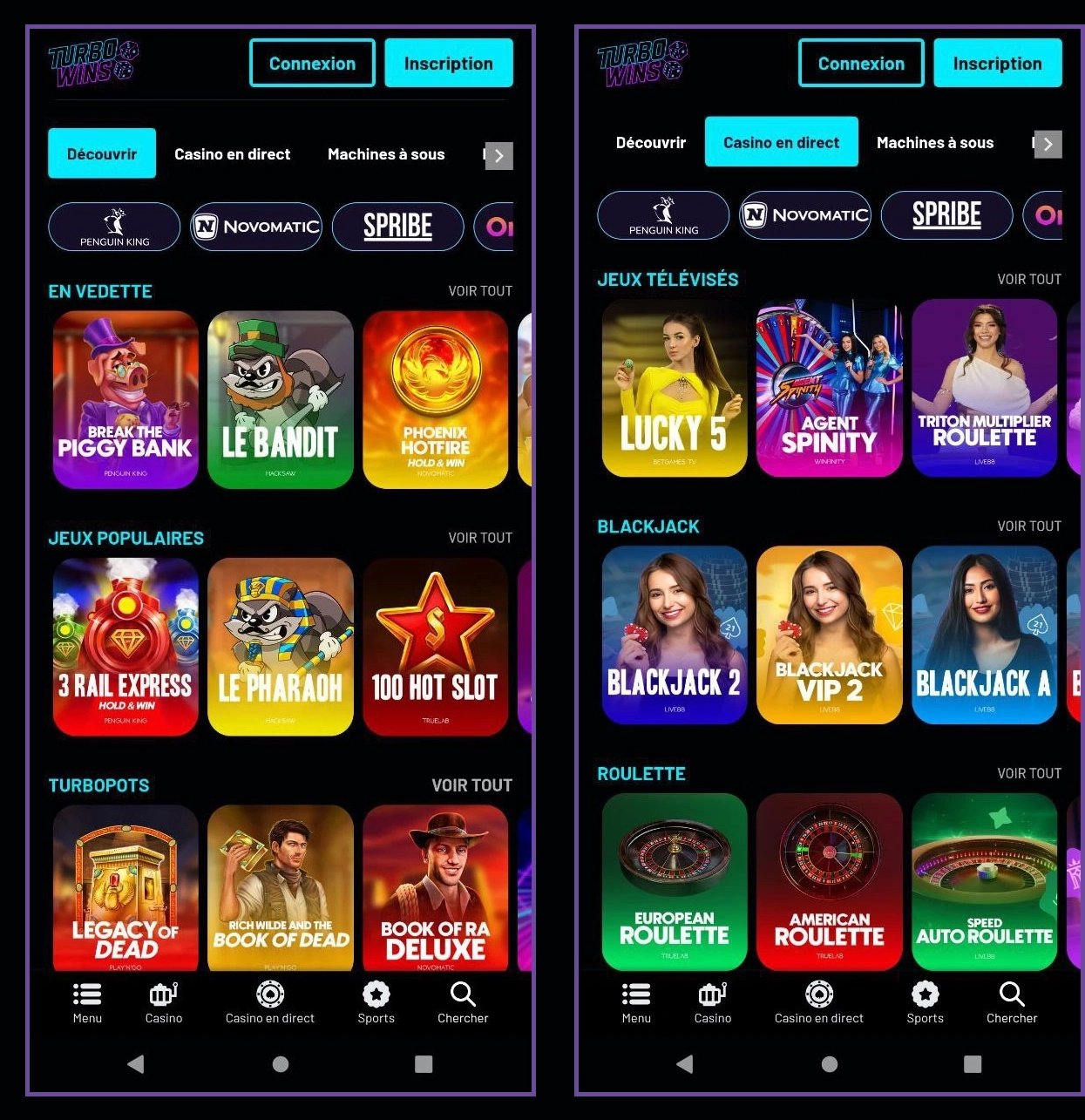 Tous les jeux de casino en direct et machines à sous – aperçu Turbowins